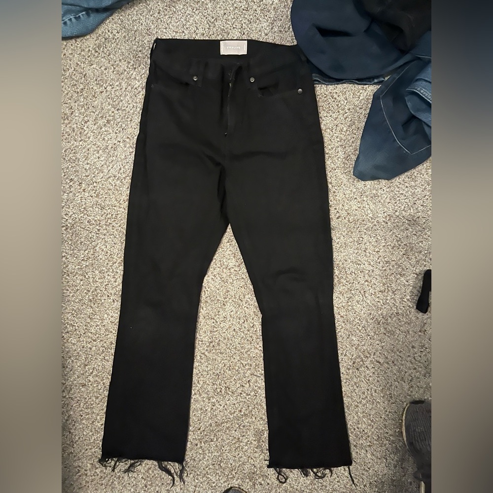 Black everlane jeans raw hem bottoms